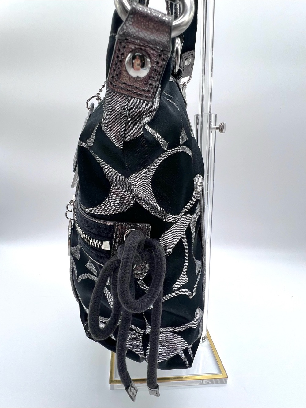 Coach Poppy Glam Tote 2009 Signature Black Silver w/original Hangtags MSRP $358 - Picture 7 of 16